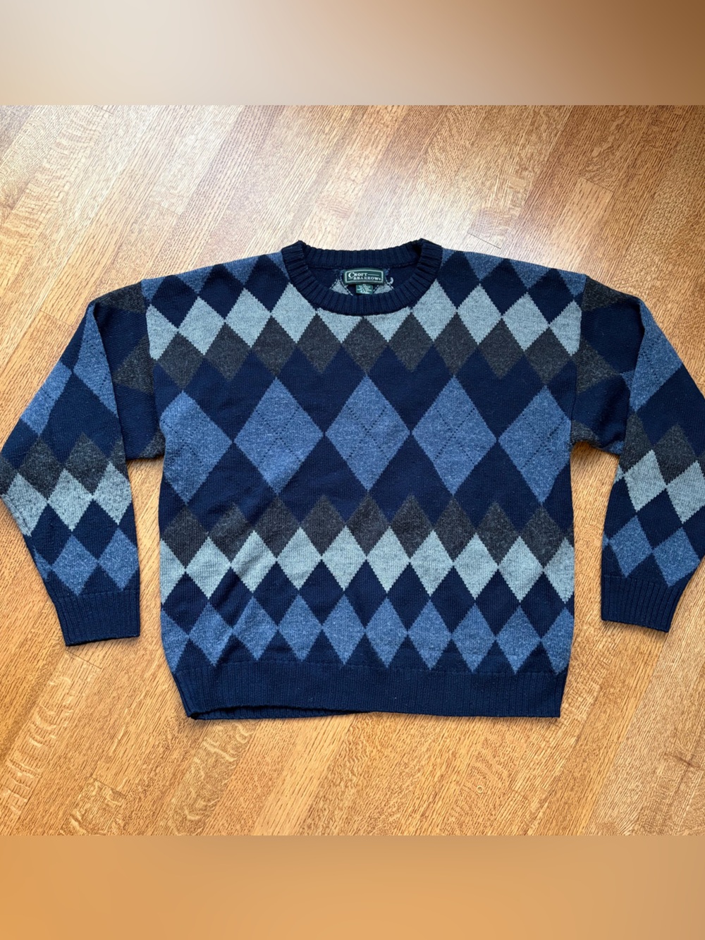 Vintage 80s 90s Croft & Barrow Argyle Sweater Mens XL Wool Blend Grandpacore